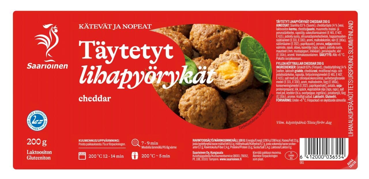 Saarioinen Täytetyt lihapyörykät cheddar 200g