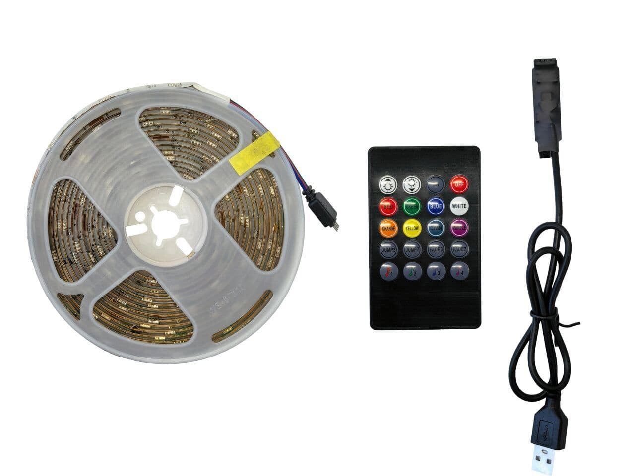 RGB LED-nauhasetti 5m Music React 5V 30 LED/metri, kaukosäätimellä