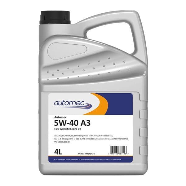 5W-40 A3 moottoriöljy 4L