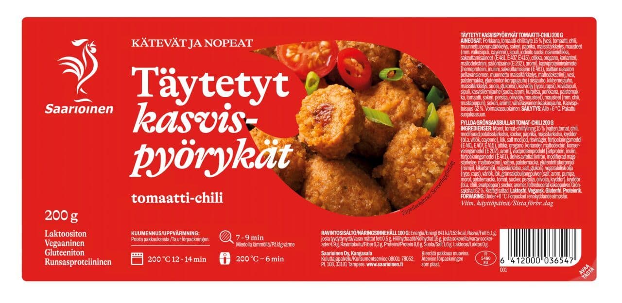 Saarioinen Täytetyt kasvispyörykät tomaatti-chili 200g