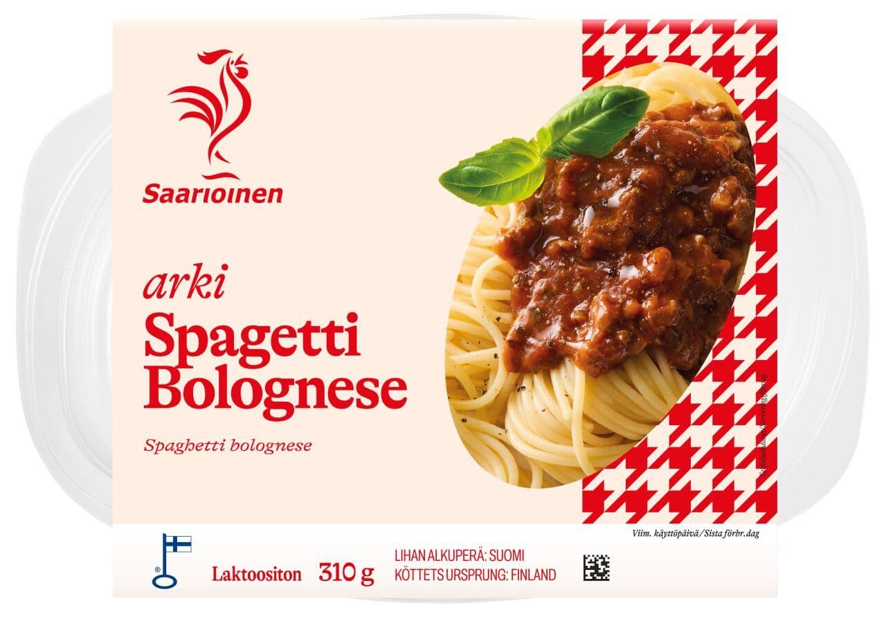 Saarioinen Spagetti Bolognese; spagettia ja jauhelihakastiketta 310g
