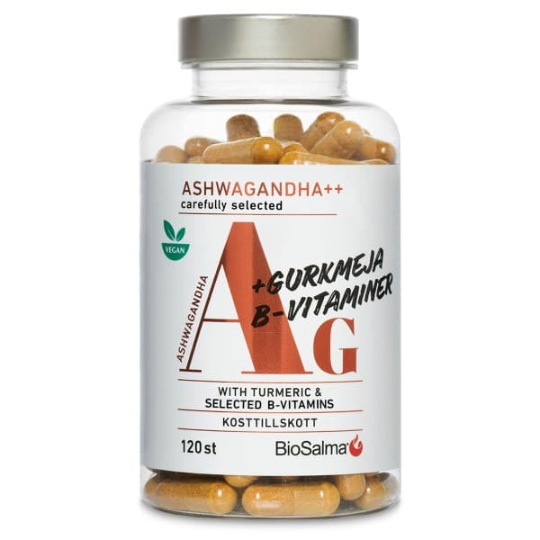 BioSalma Ashwagandha + Kurkuma B-vitamiinit, 120 kapselia