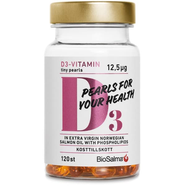 BioSalma D3-vitamin 12,5 ug Tiny Pearls , 120 kapselia