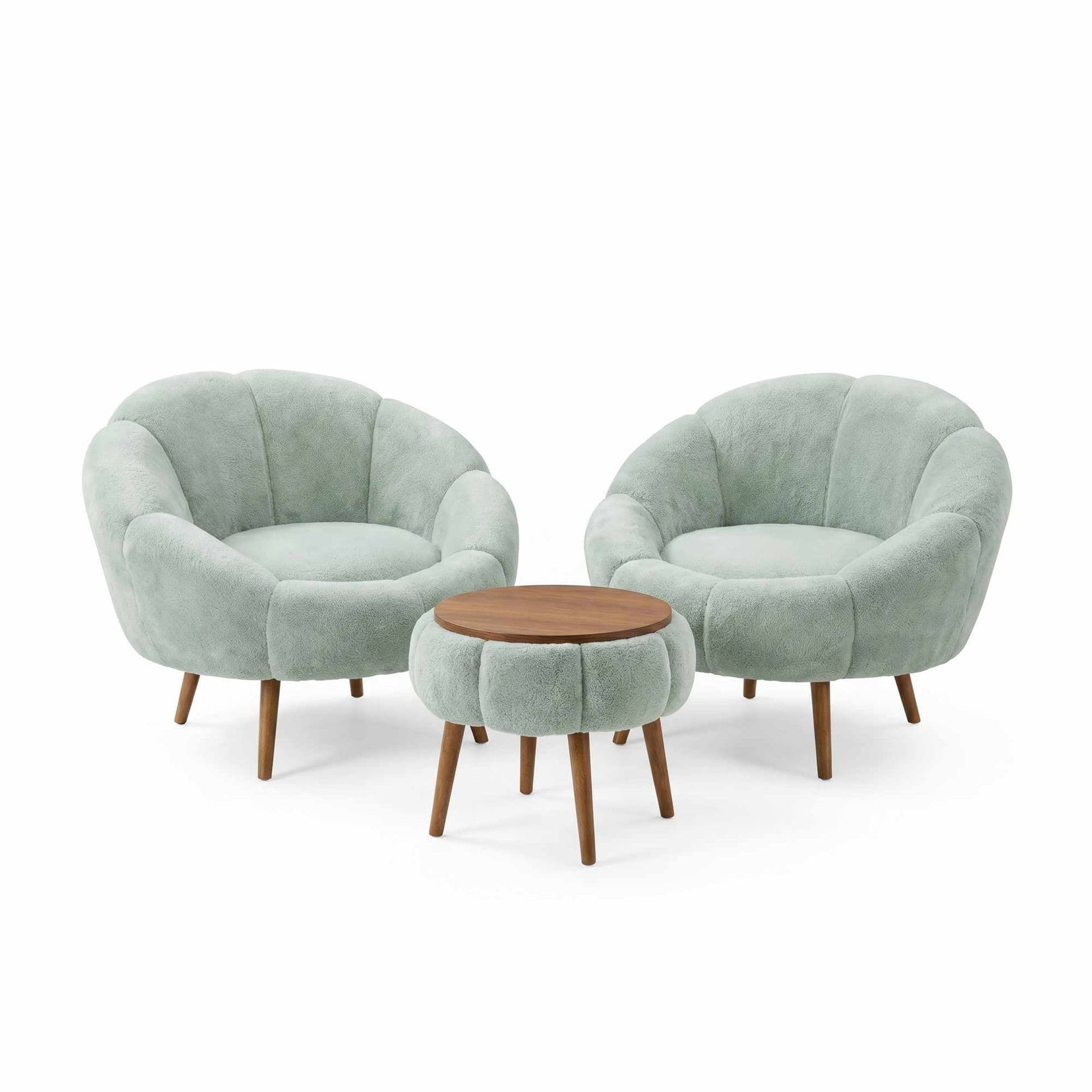 Lepotuoli- ja sohvapöytäsarja (3 osaa) Atelier Del Sofa Lida Wellsoft (75 x 100 x 42 cm) Vihreä