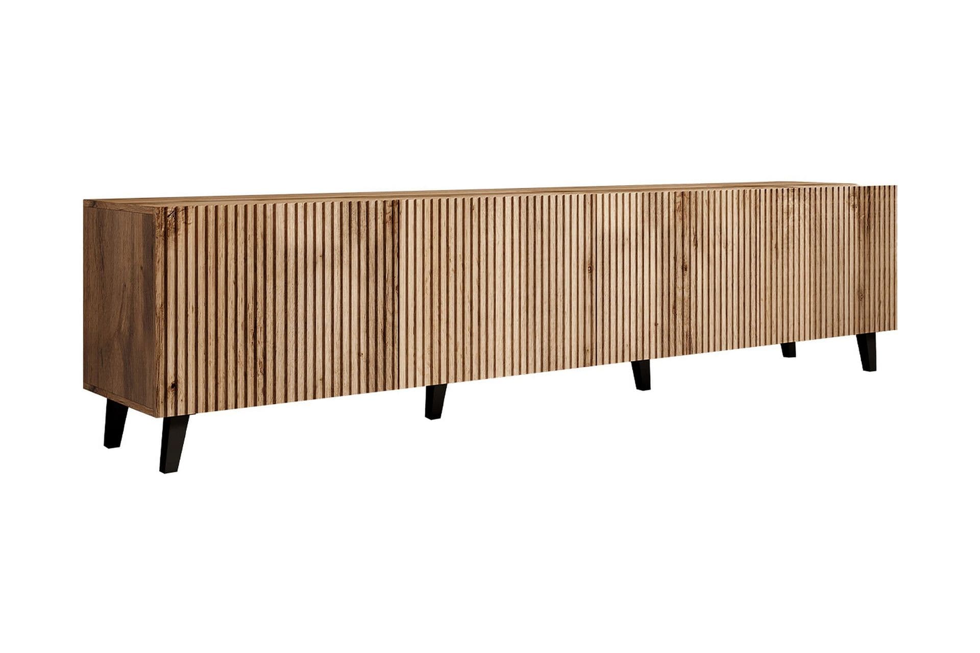 Scandinavian Choice Juniskär Ribbattu TV-pöytä puusta säilytystilalla - syvyys 40 cm, leveys 200 cm, korkeus 49 cm