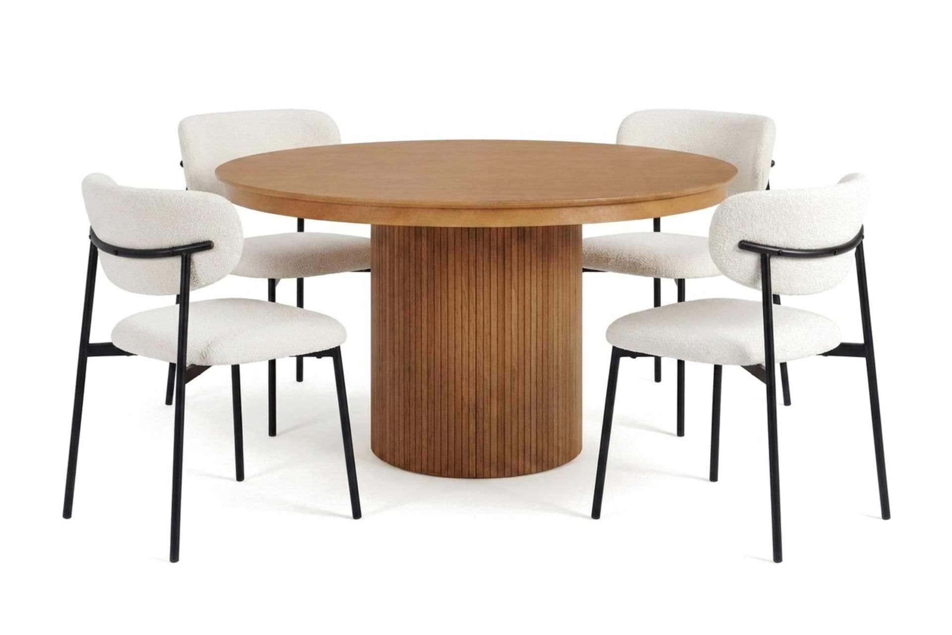 Kopparbo jatkettava, pyöreä 120-220 cm, tammi, 4 Lucy-ruokatuolia