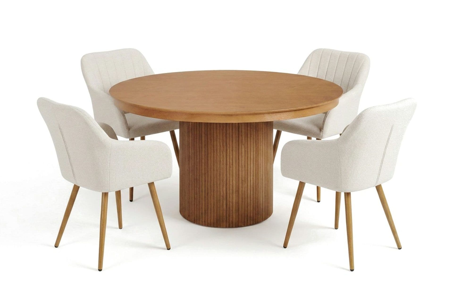Kopparbo jatkettava pyöreä 120-220 cm tammi, 4 Filippa-ruokatuolia
