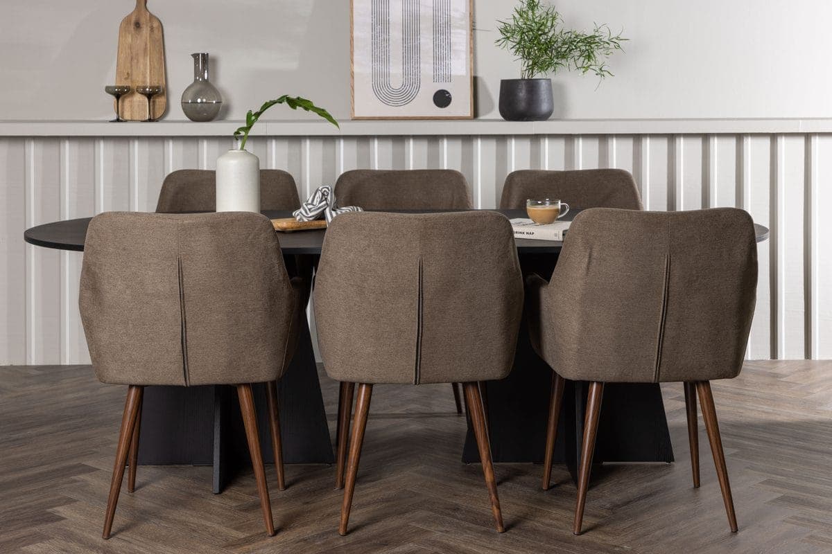 Venture Home Oval matgrupp Venture Home Brun Svart 6st