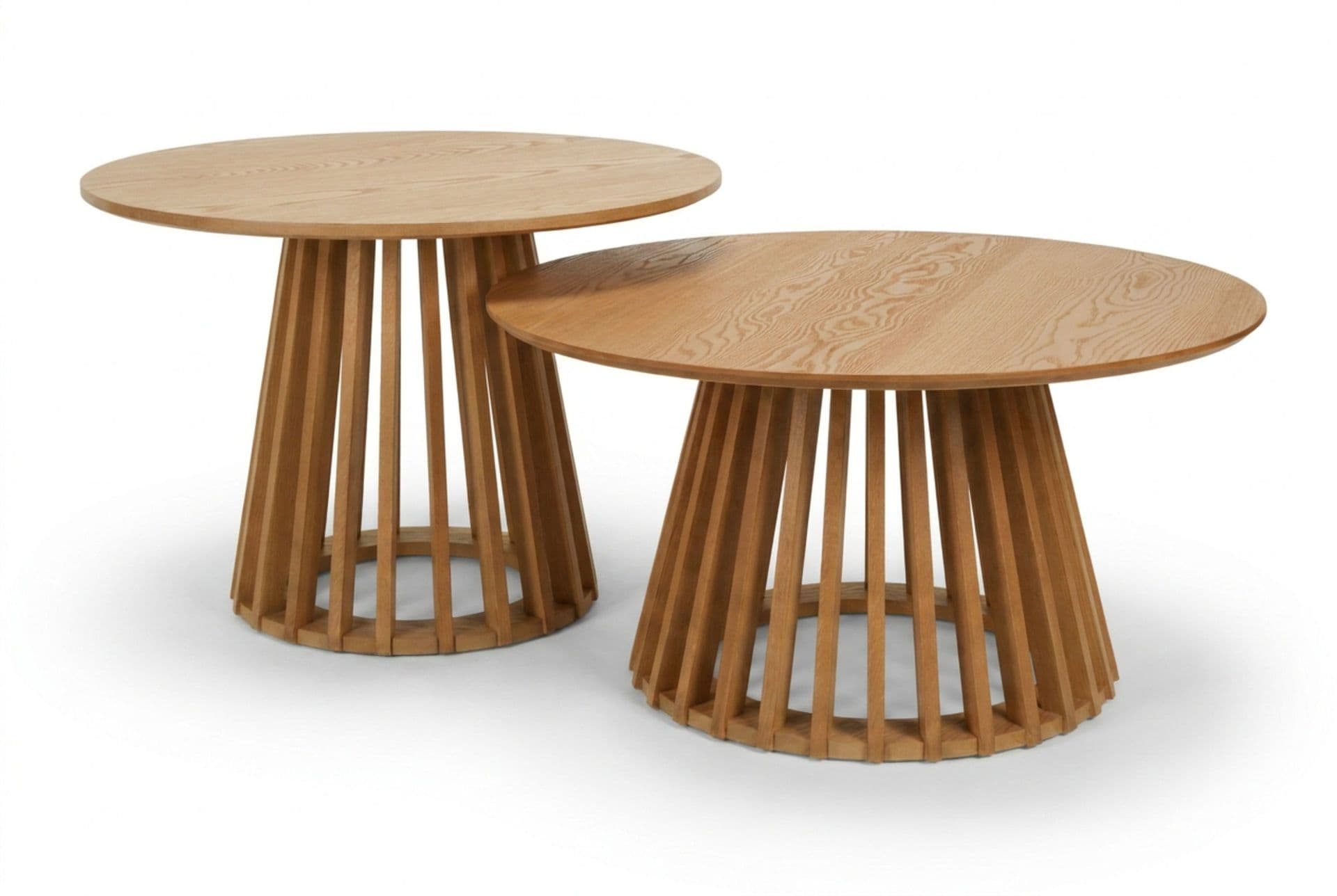 Peyra-sohvapöytä / sivupöytäsetti pyöreä 86/60 cm viilua