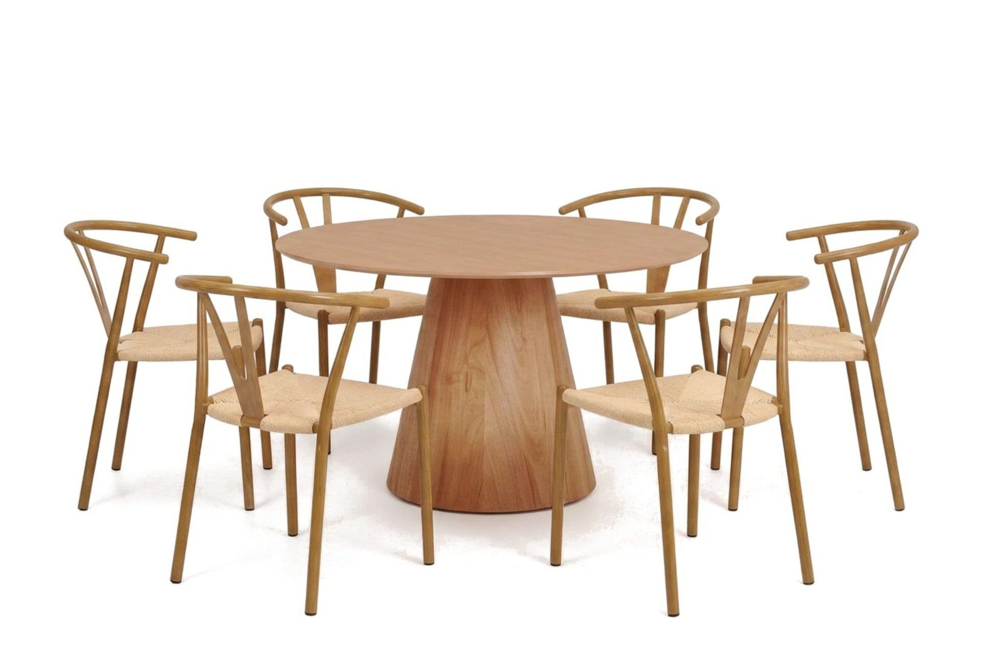 Siena-ruokailuryhmä, pyöreä 130 cm, tammi, 6 Elysia-ruokatuolia