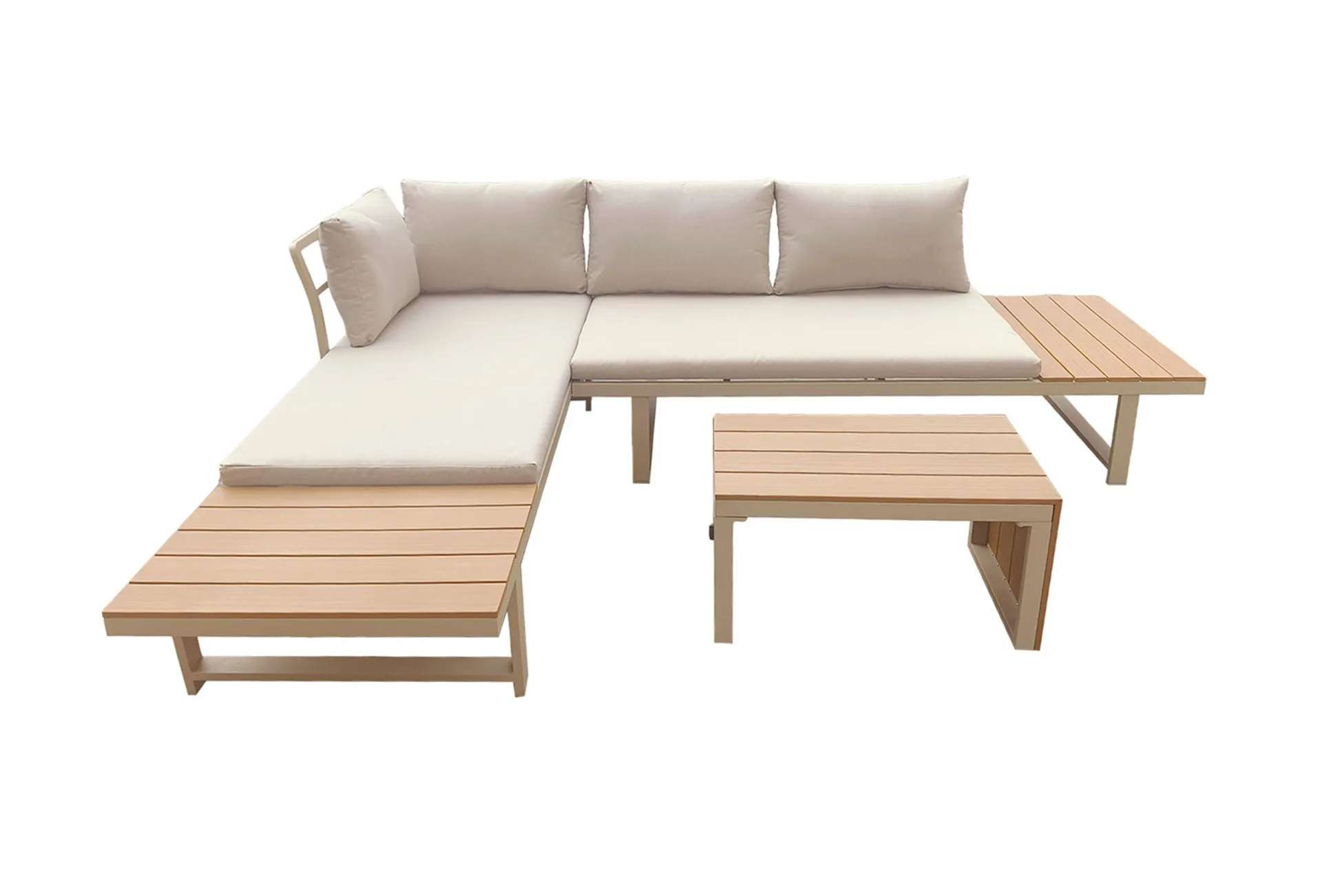 Comfort Garden Lainelle 4-istuttava sohvaryhmä parvekkeelle ja terassille, beiget pehmusteet