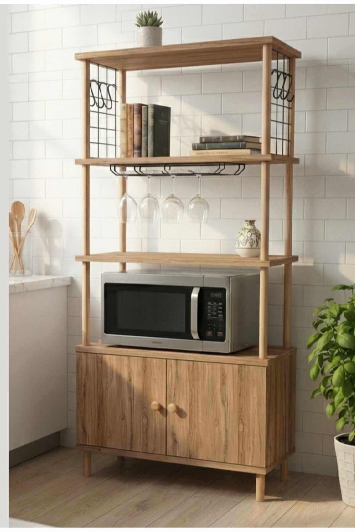 Keittiökaappi Hanah Home Pika Cabinet (60 x 140 x 30 cm) Mänty