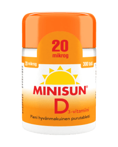 Minisun D-Vitamiini 20 mikrog 300 purutabl