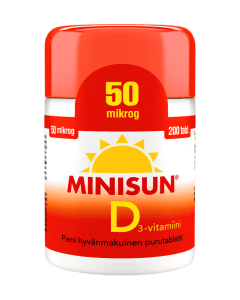 Minisun D-Vitamiini 50 mikrog purutabl 200 kpl
