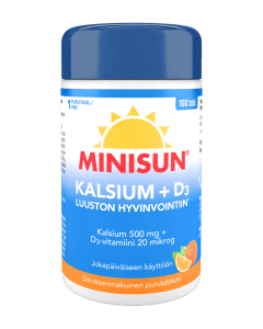 Minisun Kalsium + D 20 mikrog sitruksinen 100 purutabl