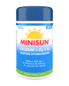 Minisun Kalsium+D 25 mikrog+K2 45 mikrog 80 tabl (kalsium 500 mg)