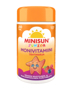 Minisun Multivitamin Junior Tähtimarja 200 purutabl