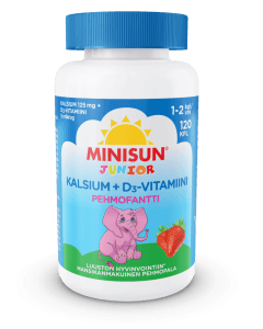 Minisun Luusto Pehmofantti Junior Kalsium+D-vitamiini 120 kpl pehmeä pureskelt