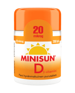 Minisun D-Vitamiini 20 mikrog 200 tabl