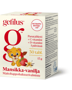 Gefilus + D Mansikka Puru tabl 30 kpl