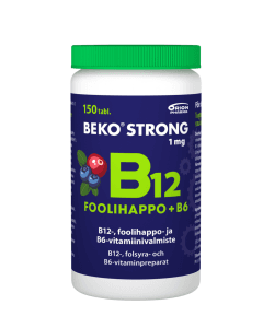 Beko Strong B12+Foolihappo+B6 150 purutabl mustikka-karpalo
