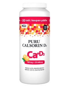 Puru Calsorin D3 500 mg + 20 mikrog 130 purutabl appelsiini