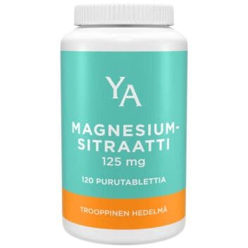 YA MAGNESIUMSITRAATTI 125 MG TROOPPINEN HEDELMÄ PURUTABL 120 KPL